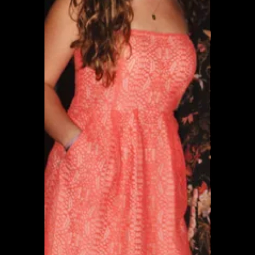 Women’s Fossil Strapless Coral Lace Dress‎ L